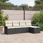 Ensemble de canapé de jardin 5 pièces vidaXL avec coussins noir poly rotin