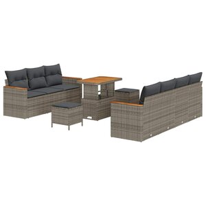 vidaXL Ensemble de canapé de jardin 10 Pièces Gris polyrotin