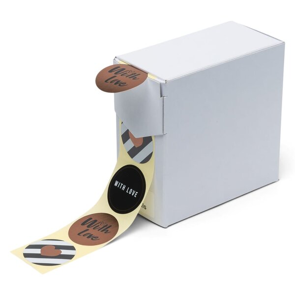 rillprint Autocollants cadeau 250 Pièces x 4 rouleaux Rose marron et noir