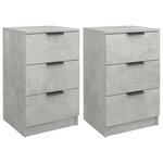vidaXL Tables de chevet 2 Pièces Gris béton 40x36x65 cm