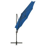 vidaXL Parasol déporté avec mât et lumières LED Bleu azur 300 cm