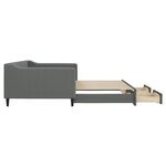 vidaXL Lit de jour avec gigogne et tiroirs gris foncé 100x200 cm tissu