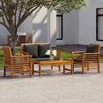 vidaXL Salon de jardin 4 Pièces avec coussins Bois d'acacia solide