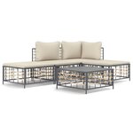 vidaXL Salon de jardin 5 Pièces avec coussins anthracite résine tressée
