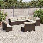 vidaXL Salon de jardin avec coussins 12 Pièces marron résine tressée