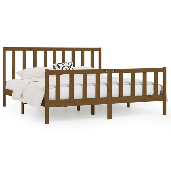 vidaXL Cadre de lit Marron miel Bois massif 200x200 cm