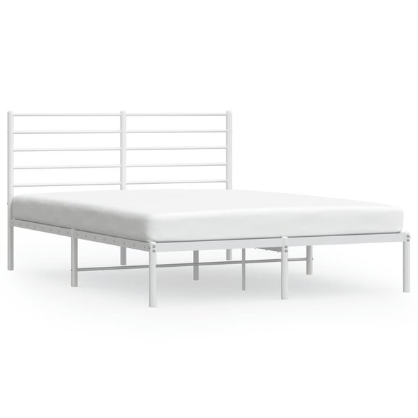 vidaXL Cadre de lit métal avec tête de lit blanc 160x200 cm