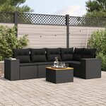 vidaXL Salon de jardin 6 Pièces avec coussins noir résine tressée