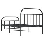 vidaXL Cadre de lit métal avec tête de lit/pied de lit noir 107x203 cm