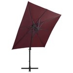 vidaXL Parasol déporté avec mât et lumières LED Rouge bordeaux 250 cm