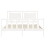 vidaXL Cadre de lit avec tête de lit blanc King Size bois massif