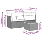 vidaXL Salon de jardin 4 Pièces avec coussins gris résine tressée