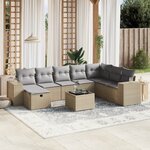 vidaXL Salon de jardin avec coussins 9Pièces mélange beige résine tressée