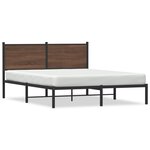 vidaXL Cadre de lit en métal avec tête de lit chêne marron 137x190 cm