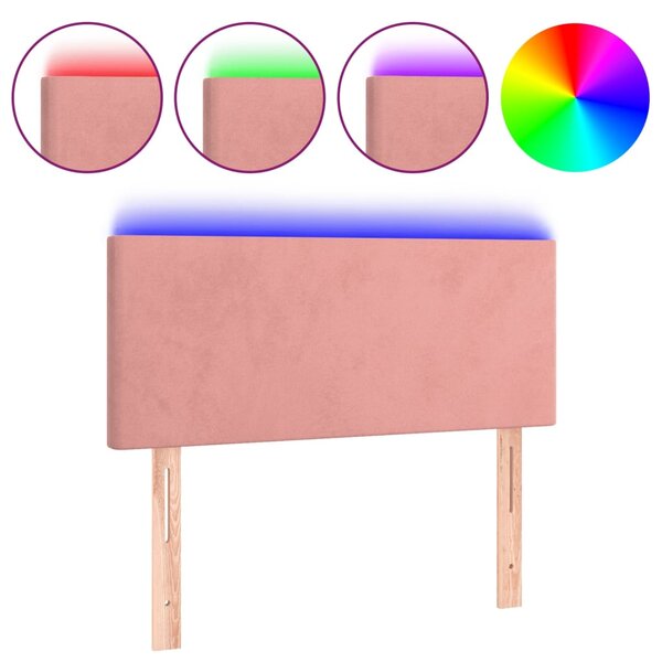 vidaXL Tête de lit à LED Rose 100x5x78/88 cm Velours