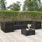 vidaXL Salon de jardin 7 Pièces avec coussins Noir Résine tressée