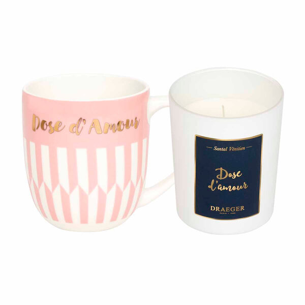 Lot Cadeau Mug & Bougie " Dose D'amour " - Draeger paris