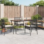 vidaXL Ensemble à manger de jardin coussins 5Pièces Noir Résine tressée
