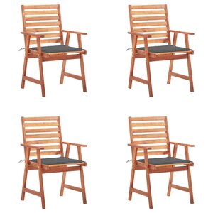 vidaXL Chaises à manger d'extérieur lot de 4 et coussins Acacia massif