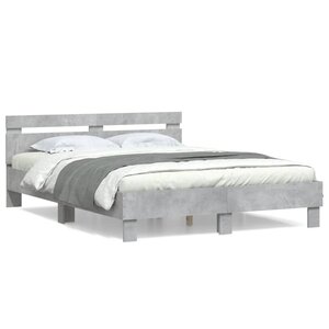 vidaXL Cadre de lit sans matelas gris béton 150x200 cm