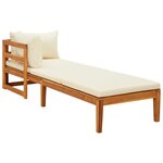 vidaXL Chaise longue avec 1 accoudoir Blanc crème Bois d'acacia solide