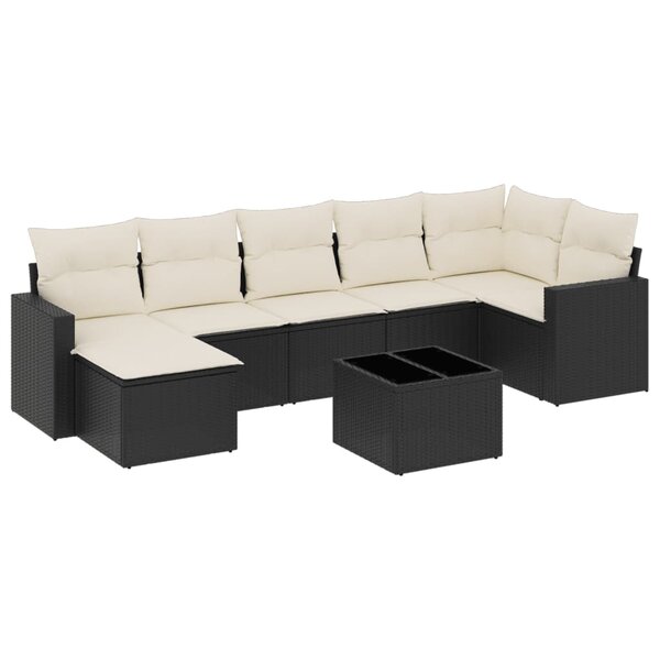 vidaXL Salon de jardin 8 Pièces avec coussins noir résine tressée
