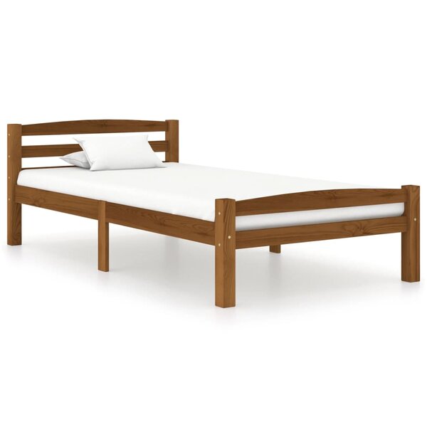 vidaXL Cadre de lit Marron miel Bois de pin massif 90x200 cm