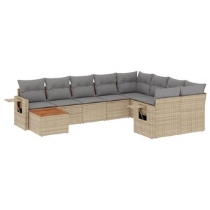 vidaXL Salon de jardin et coussins 10 Pièces mélange beige résine tressée