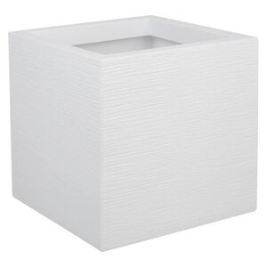 EDA PLASTIQUE Bac a fleurs carré Graphit Up - 21 L - 29,5 x 29,5 x 29,5 cm - Blanc cérusié