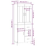 vidaXL Buffet haut Blanc 69 5x34x180 cm Bois d'ingénierie