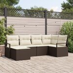 Ensemble de canapé de jardin vidaXL 6 pièces avec coussins Marron Rotin poly