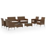 vidaXL Salon de jardin 8 Pièces avec coussins résine tressée marron