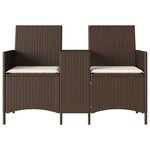 vidaXL Canapé de jardin 2 places avec table et coussins résine tressée