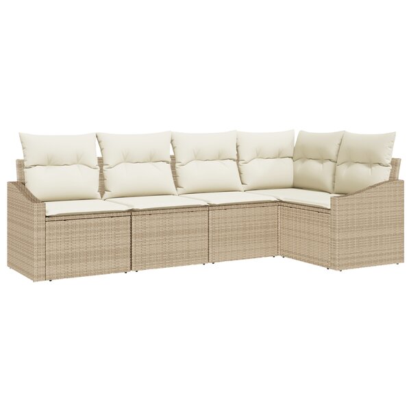 vidaXL Ensemble de salle à manger de jardin 5 pièces avec coussins en poly rotin beige