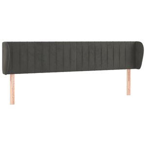 vidaXL Tête de lit avec oreilles Gris foncé 203x23x78/88 cm Velours