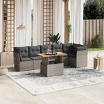 vidaXL Salon de jardin avec coussins 7 Pièces gris résine tressée