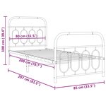 vidaXL Cadre de lit métal sans matelas avec pied de lit noir 80x200 cm