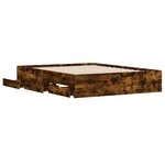 vidaXL Cadre de lit à tiroirs chêne fumé 140x200 cm bois d'ingénierie