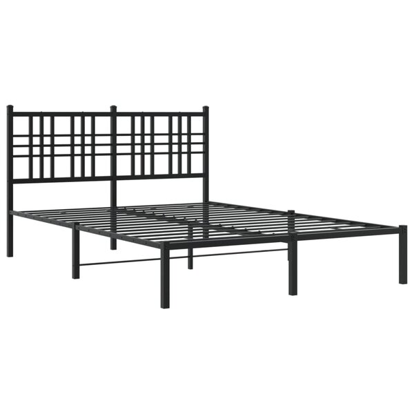 vidaXL Cadre de lit métal avec tête de lit noir 140x200 cm