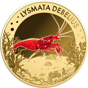 Monnaie BLOOD SHRIMP Sea Creatures 1/1000 Oz Or 3000 Francs Chad