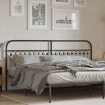 vidaXL Tête de lit métal noir 193 cm