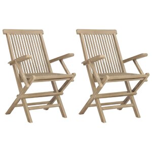 vidaXL Chaises de jardin pliantes lot de 2 gris 56x61x89cm bois teck