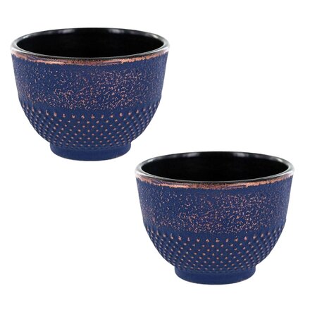2 tasses en fonte bleu et bronze - 0 15 L