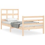 vidaXL Cadre de lit avec tête de lit 90x200 cm bois massif