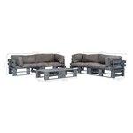 vidaXL Salon palette de jardin 6 Pièces avec coussins gris bois