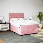 vidaXL Sommier à lattes de lit avec matelas Rose 140x200 cm Velours