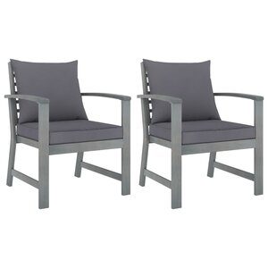 vidaXL Chaises de jardin 2 Pièces avec coussins gris foncé Bois d'acacia