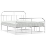 vidaXL Cadre de lit métal avec tête de lit/pied de lit blanc 183x213cm