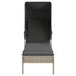 vidaXL Chaise longue avec auvent gris clair résine tressée