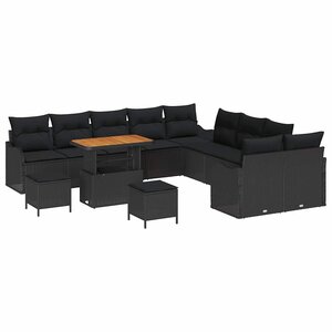 vidaXL Ensemble de canapé de jardin 13 Pièces Noir 90 x 55 x 71 cm